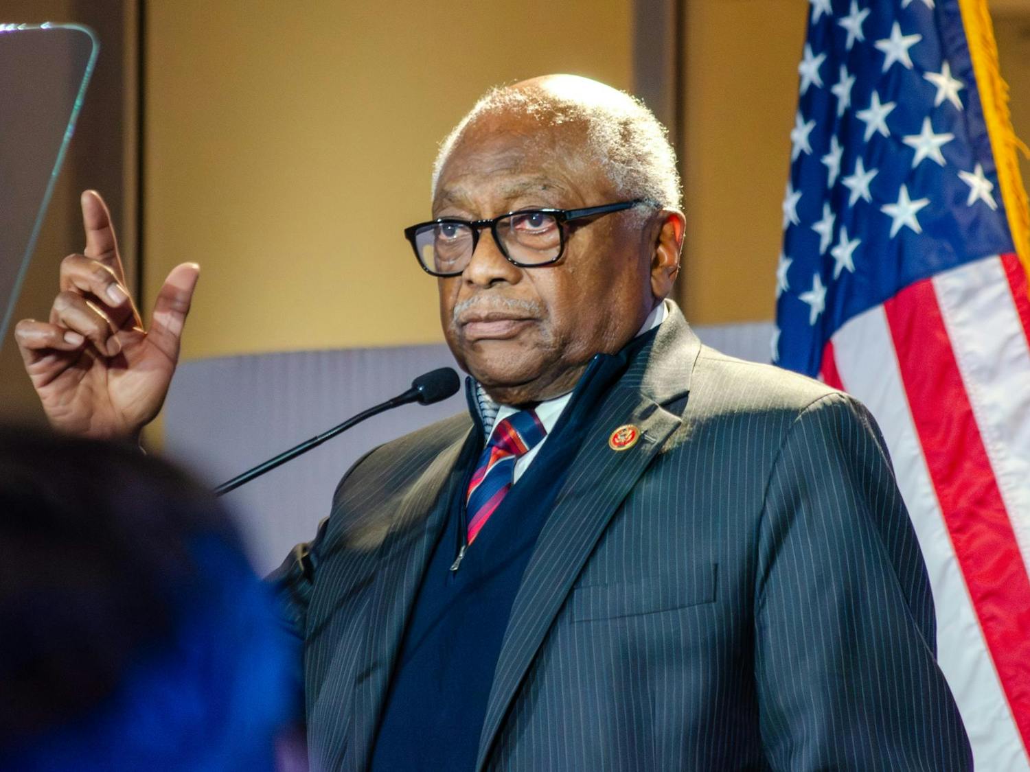 U.S. Representative Jim Clyburn speaks at an event honoring former President Joe Biden at the Columbia Museum of Art at 1515 Main St., Columbia, South Carolina, Feb. 27, 2026. Clyburn represents South Carolina’s sixth district, which includes much of Columbia and the Charleston area.