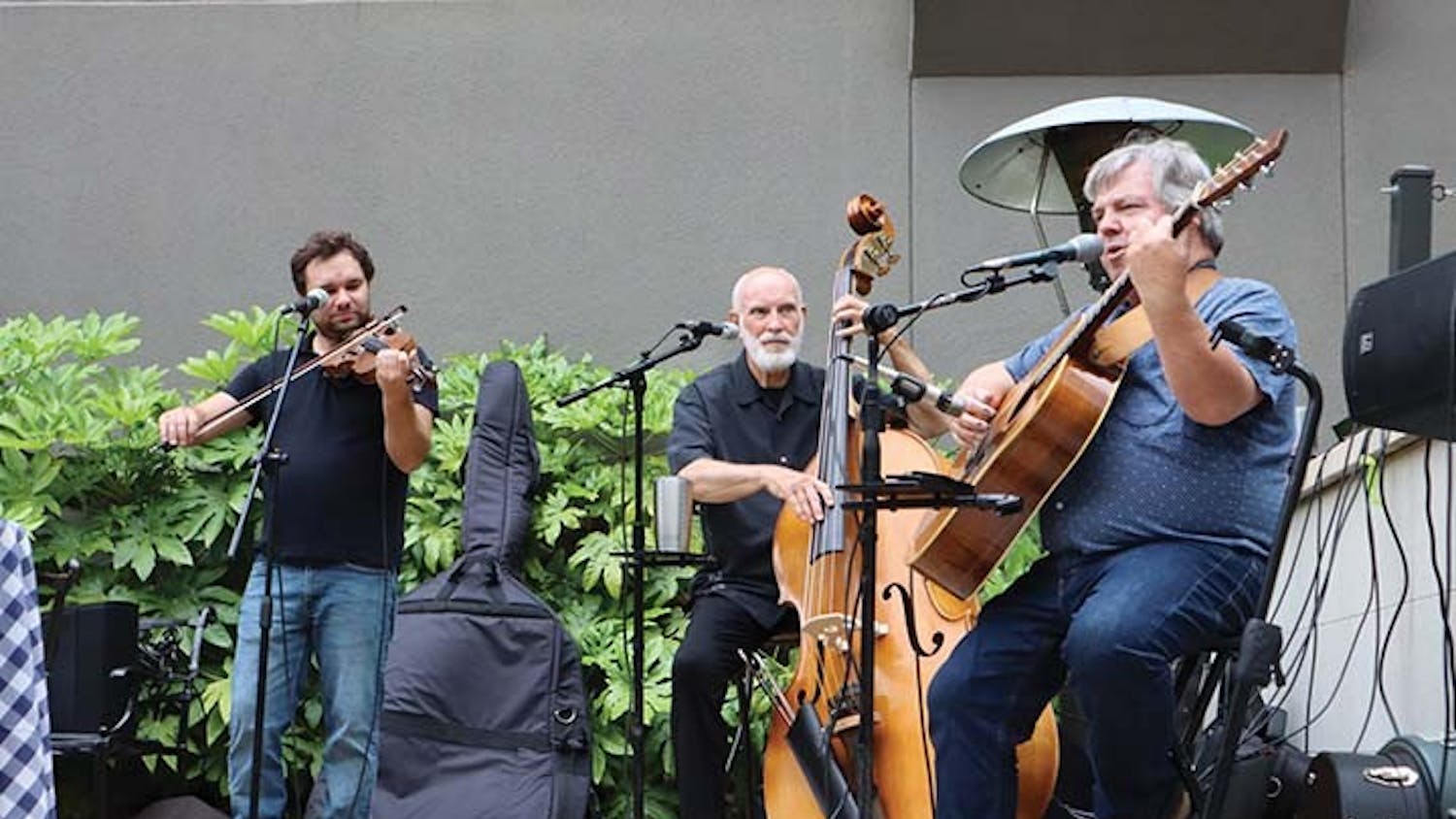 The Randy Lucas Trio performs bluegrass jazz at Bourbon Restaurant on May 26, 2022. The performance is a part of the "Jack-n-Jazz" series occurring every Thursday until the end of June.