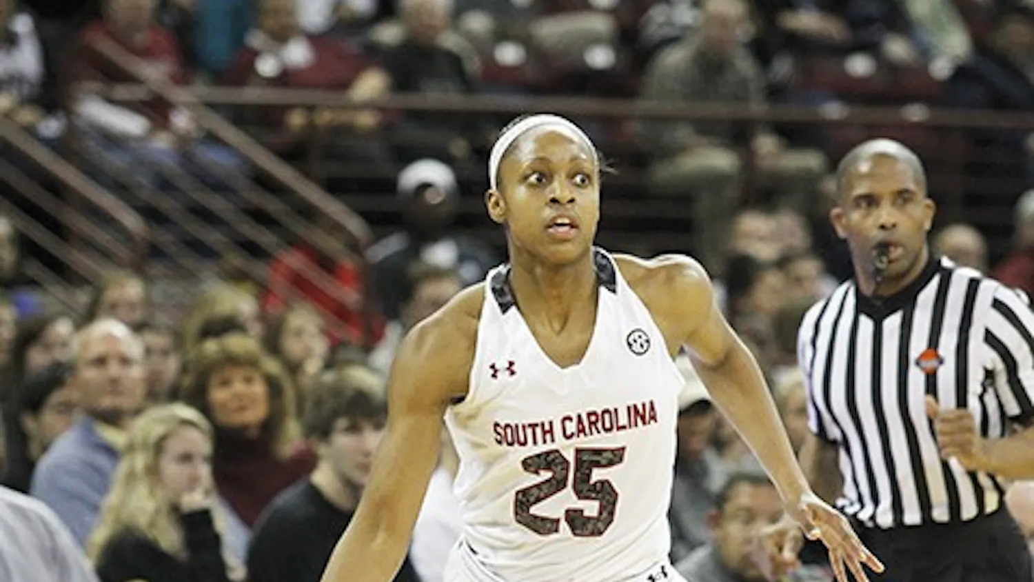 South Carolina junior Tiffany Mitchell led South Carolina with 15 points in the Gamecocks' 73-56 win over Arkansas Thursday night. Mitchell has now scored in double-digits in 13 straight games and No. 2 South Carolina puts its 30-game home winning streak to test against No. 6 Tennessee on Monday.