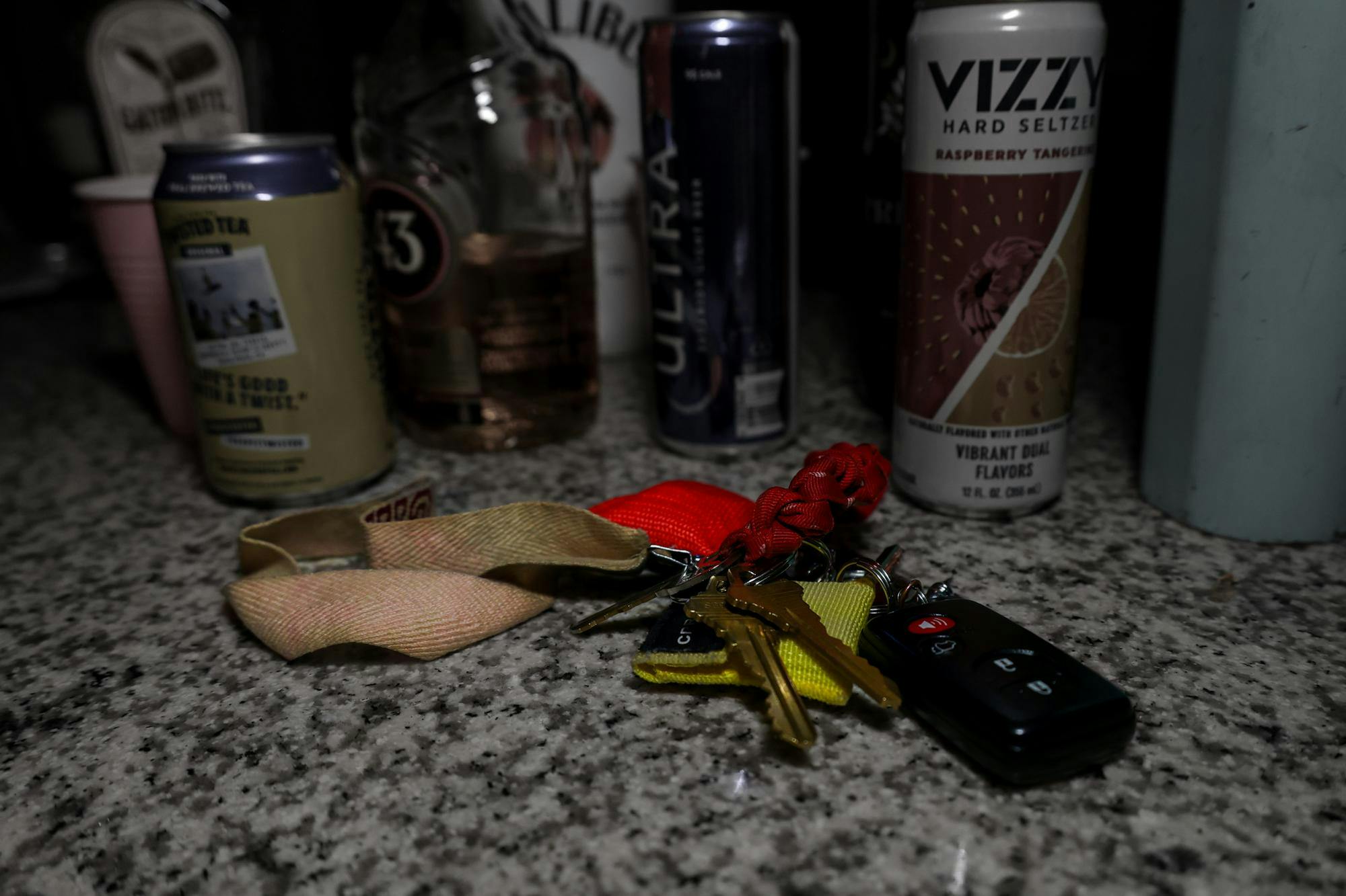 A photo illustration of keys surrounded by alcoholic beverages on Feb. 1, 2024. Three hundred and thirty-five people died in 2022 due to impaired driving in South Carolina.