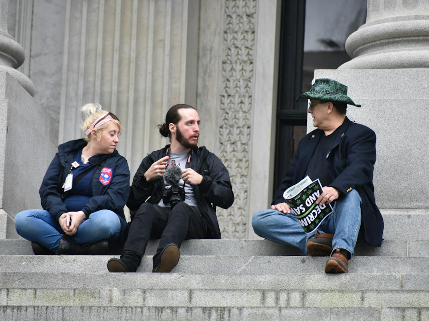 Representatives of South Carolina NORML went around the Statehouse grounds to inform others about their mission. Scott Weldon (far right) experienced the beginning of the Nixon Administration’s “War on Drugs” and is the executive director of NORML.