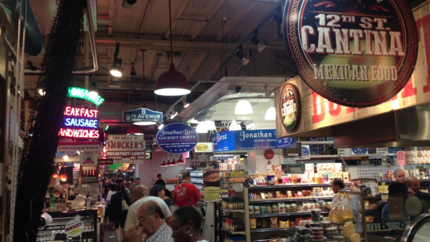 Delegates, tourists and locals shop for lunch at the Reading Terminal Market across the street from the Democratic National Convention in downtown Philadelphia on July 28, 2016.