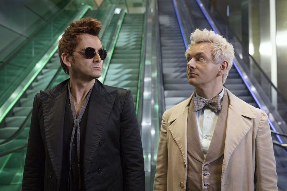 "Good Omens" stars David Tennant (left) and Michael Sheen. A Christian group is trying to get the series canceled. (Sophie Mutevelian/Amazon/TNS)