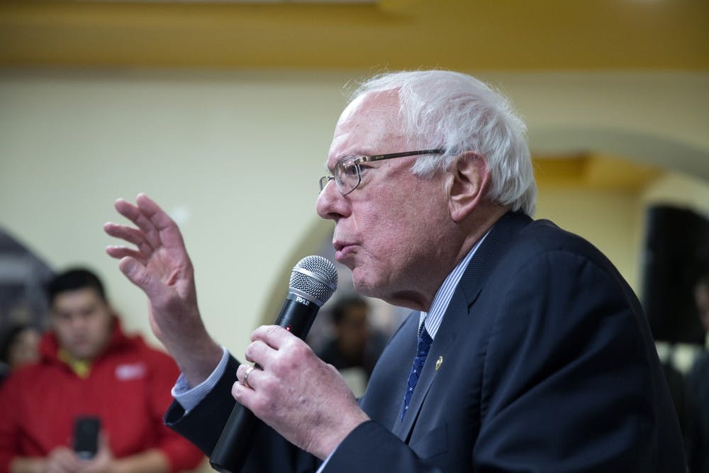 Vermont Sen. and Democratic presidential candidate Bernie Sanders speaks to supporters at El Pollo Feliz restaurant in the Little Village neighborhood of Chicago during a campaign stop on Wednesday, Dec. 23, 2015. (Erin Hooley/Chicago Tribune/TNS)