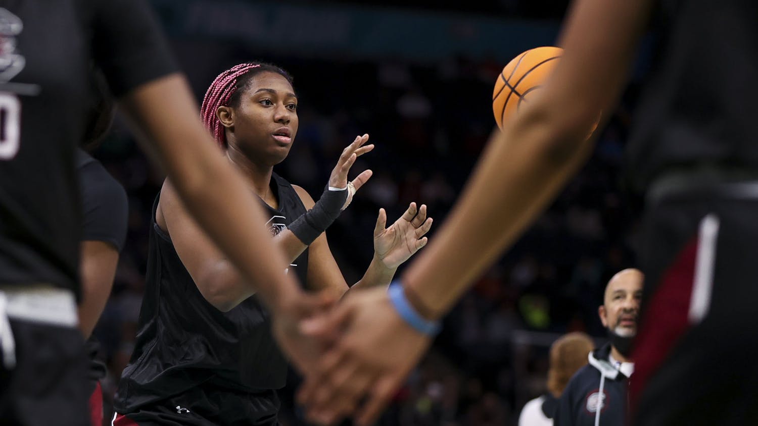 South Carolina women's basketball prepares for the national championship during an open practice and media availabilities in Minneapolis, MN on Saturday, April 2, 2022.