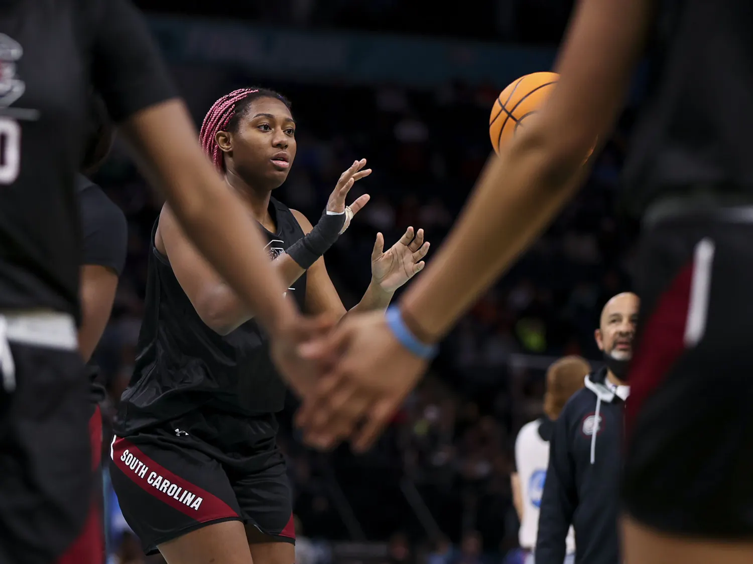 South Carolina women's basketball prepares for the national championship during an open practice and media availabilities in Minneapolis, MN on Saturday, April 2, 2022.