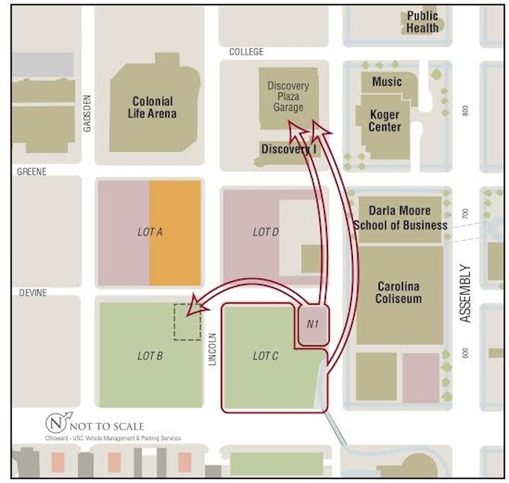 	<p>Earlier this month, <span class="caps">USC</span> permanently closed a parking lot by the Carolina Coliseum (lot C), and another (lot D) will close later this year. The closures add to a decrease of 2,100 parking spots over the last three years.</p>