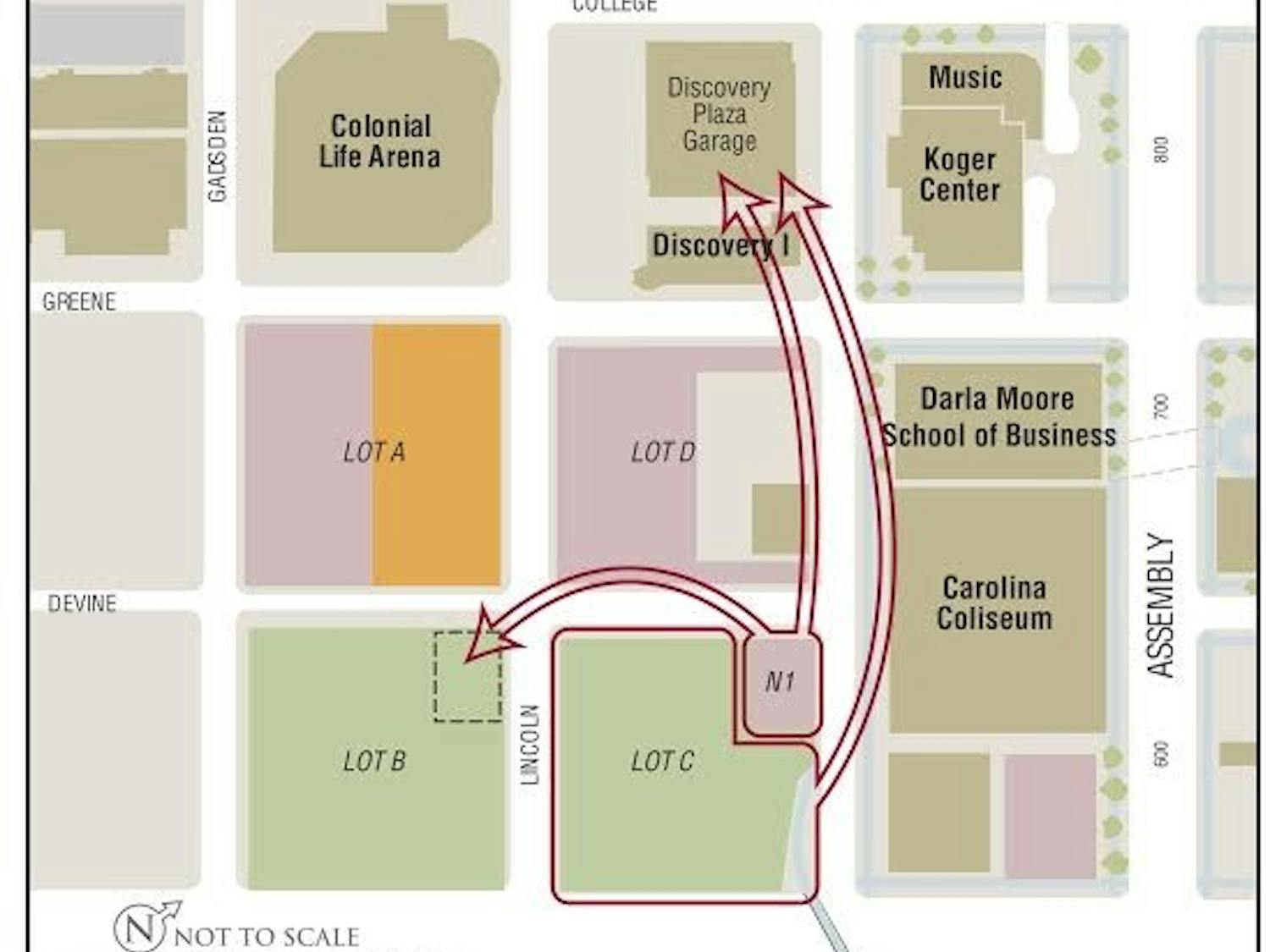 Earlier this month, USC permanently closed a parking lot by the Carolina Coliseum (lot C), and another (lot D) will close later this year. The closures add to a decrease of 2,100 parking spots over the last three years.