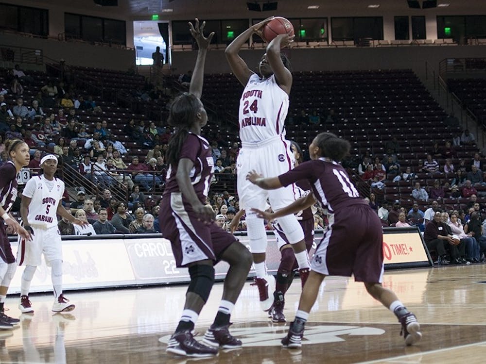 Sophomore Aleigsha Welch (24) recorded a double-double with 20 points and 11 rebounds in the win Sunday.