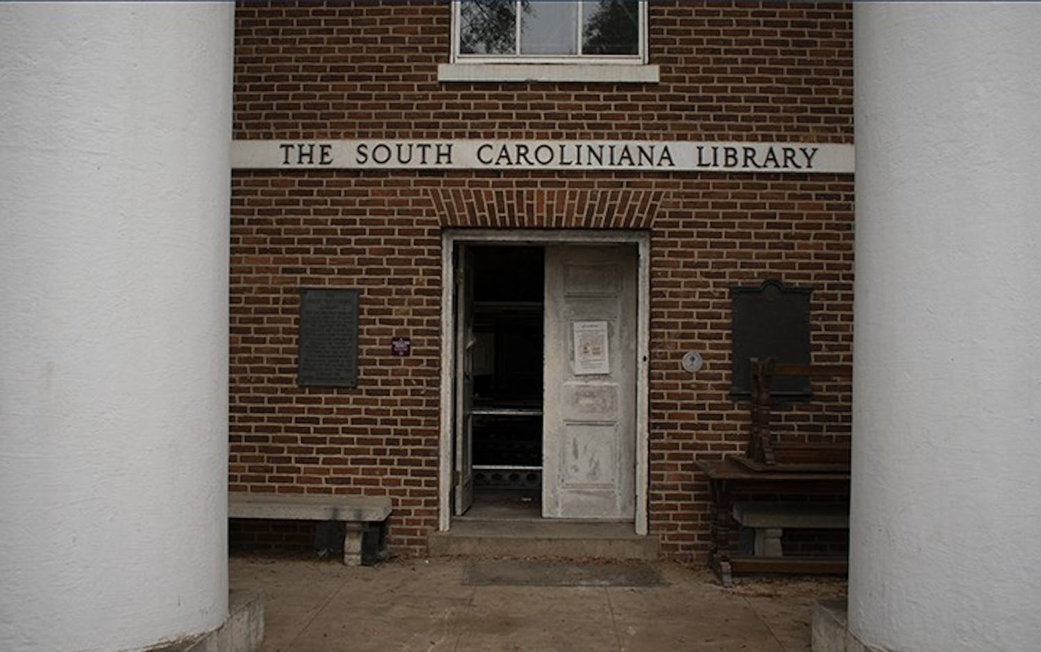 The South Caroliniana Library located on the Horseshoe is currently undergoing construction. The library is often used as a place for research.