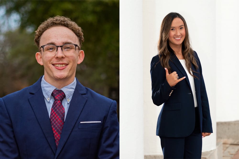 <p>Reilly Arford (left) and Emily "Emmie" Thompson (right) are the candidates running to be the next student body president. Students can vote for candidates from Feb. 21 at 9 a.m. to Feb. 22 at 5 p.m.&nbsp;</p>