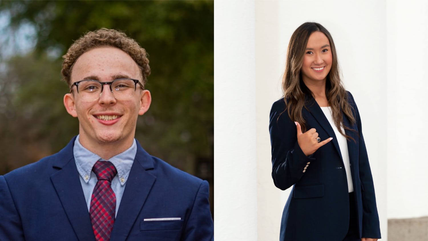 Reilly Arford (left) and Emily "Emmie" Thompson (right) are the candidates running to be the next student body president. Students can vote for candidates from Feb. 21 at 9 a.m. to Feb. 22 at 5 p.m.&nbsp;