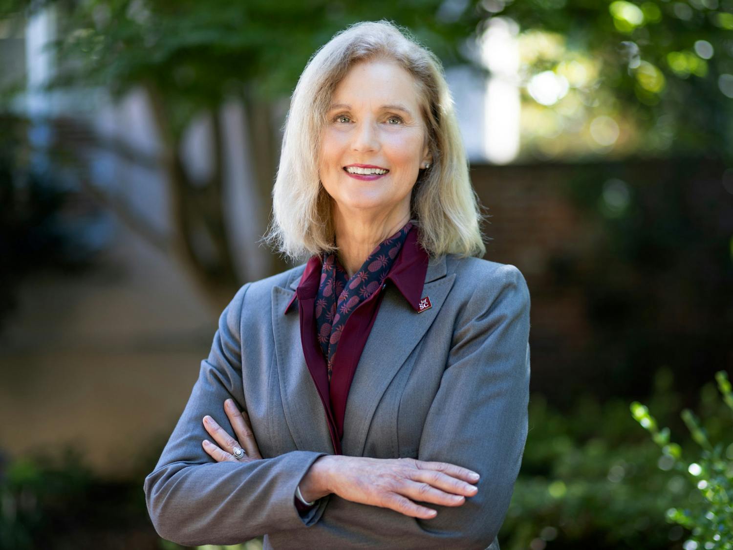 USC provost, Donna Arnett poses on the Columbia campus. Donna Arnett, former Dean of Public Health at the University of Kentucky, was selected as USC's newest provost in April 2022.