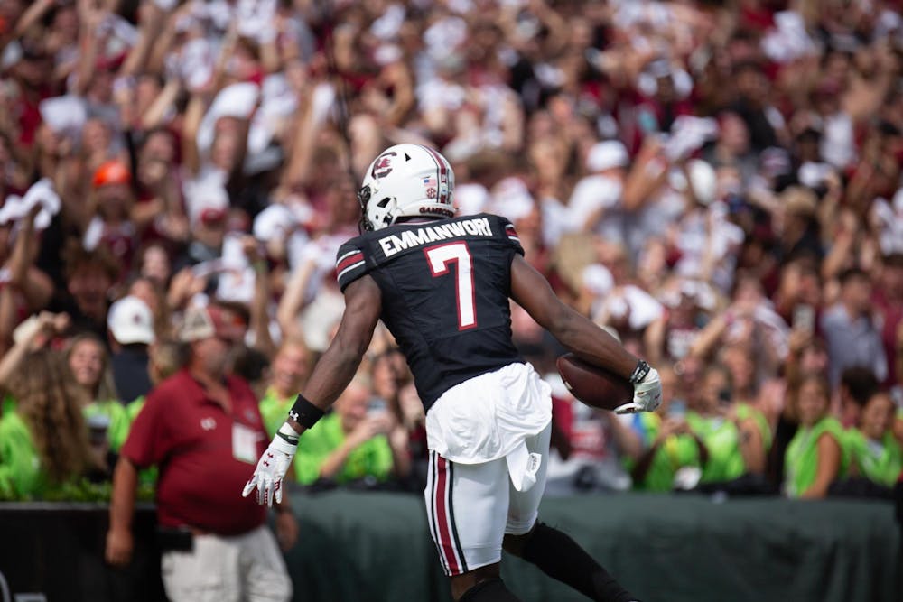 <p>Junior defensive back Nick Emmanwori runs into the endzone after an uncontested catch against Louisiana State University on Sept. 14, 2024. The Tigers defeated the Gamecocks by a score of 36-33.</p>