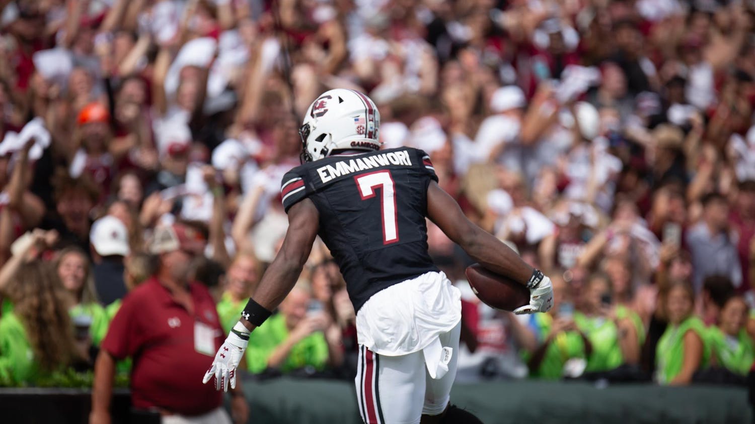 Junior defensive back Nick Emmanwori runs into the endzone after an uncontested catch against Louisiana State University on Sept. 14, 2024. The Tigers defeated the Gamecocks by a score of 36-33.