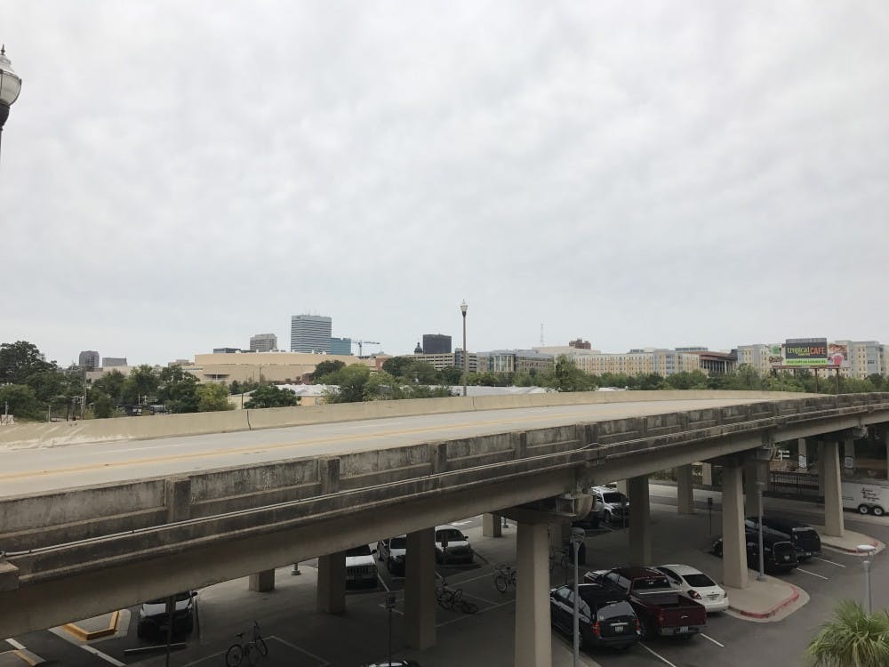 Overcast skies loom over downtown Columbia as Hurricane Irma makes its way northward over Florida