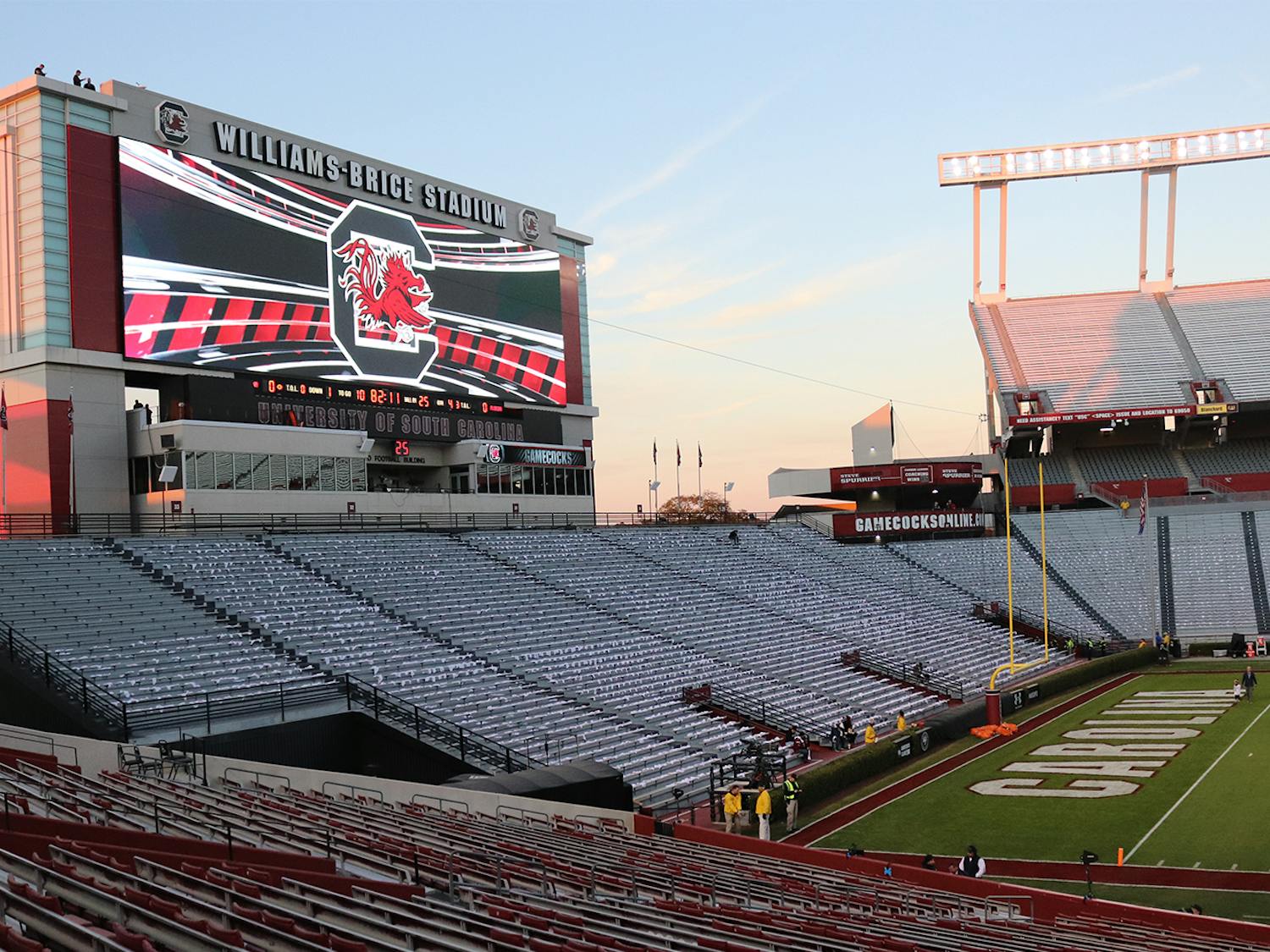 FILE— The inside of an empty Williams-Brice Stadium at the University of South Carolina in Columbia, South Carolina.
