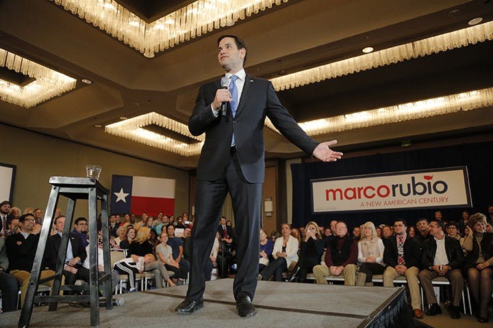 GOP presidential candidate Marco Rubio campaigns in Dallas at the Westin Dallas Park Central Hotel, on Wednesday, Jan. 6, 2016. (Rodger Mallison/Fort Worth Star-Telegram/TNS)