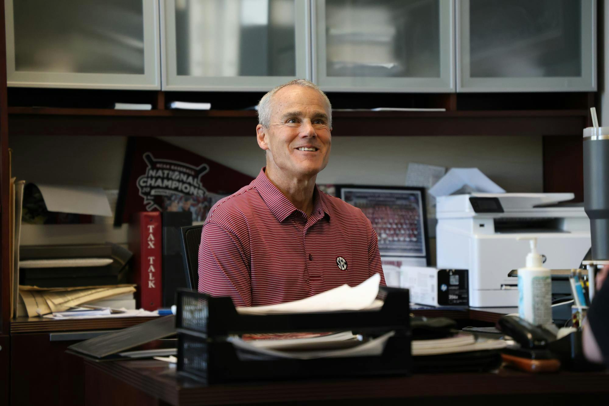 Retired Senior Associate AD Steve Fink describes his journey into overseeing the communications and public relations department at USC on May 5, 2026 at&nbsp;Rice Athletics Center. Fink worked for USC for 21 years before retiring in July this year.