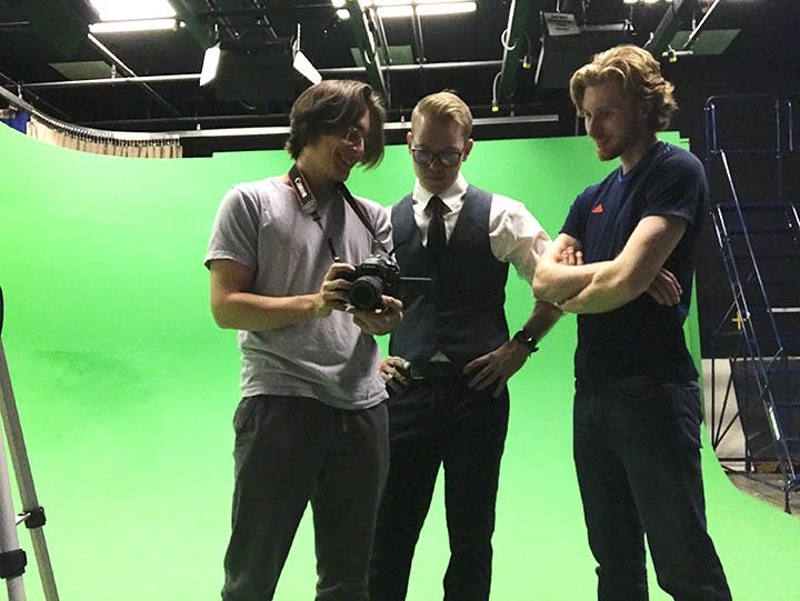 From left to right: Cole O’Neill, Jake Parlor and Wyatt Lasche while filming "Opinionated."
