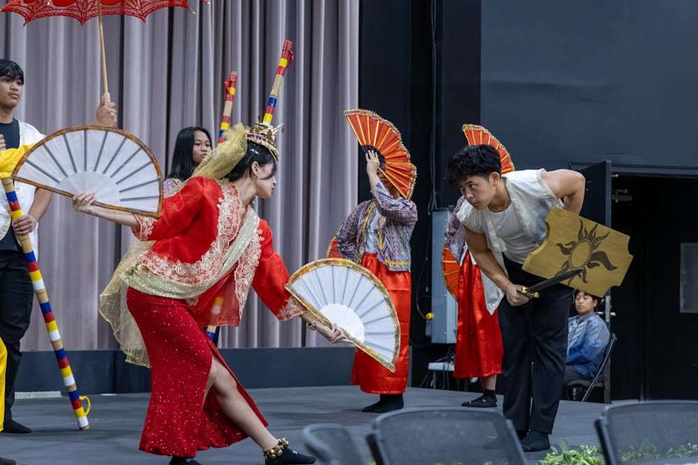 <p>Dancers with the Filipino American Student Association perform a traditional dance at Pagsasama at Koger Center for the Arts on Nov. 16, 2025. Pagsasama is an annual showcase of Filipino culture through dance, song and traditional cuisine</p>