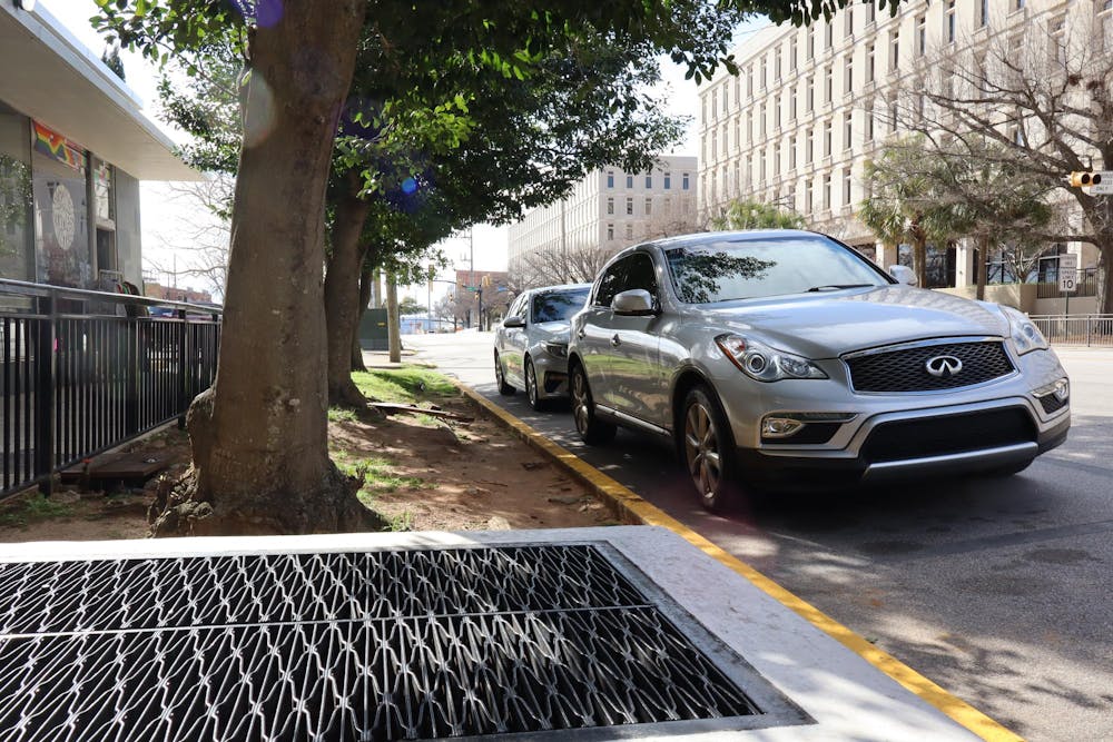 <p>The parking spaces next to Carolina Cafe on Feb. 22, 2025. A growing worry among many USC students pertains to the accessibility of parking near Carolina Cafe because of plans to transform the parking spaces into a bicycle lane.</p>