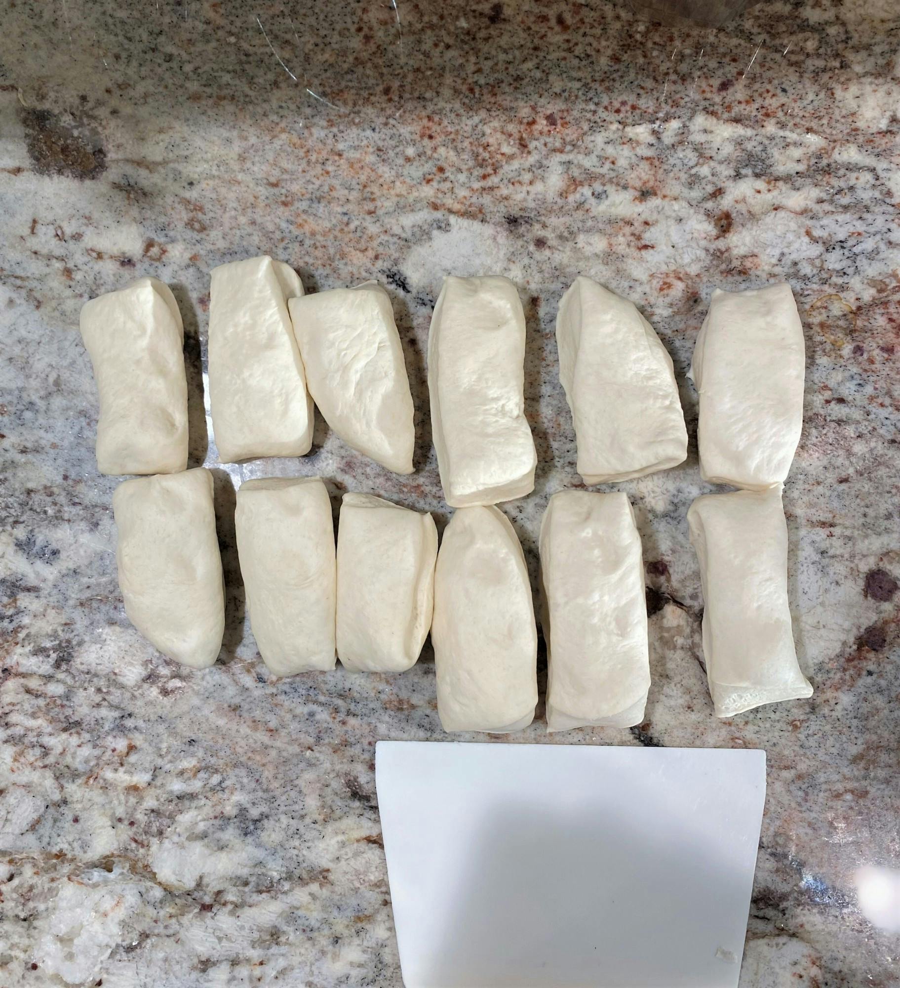 Steps 2-3. You can use a kitchen scale or eyeball the pieces.