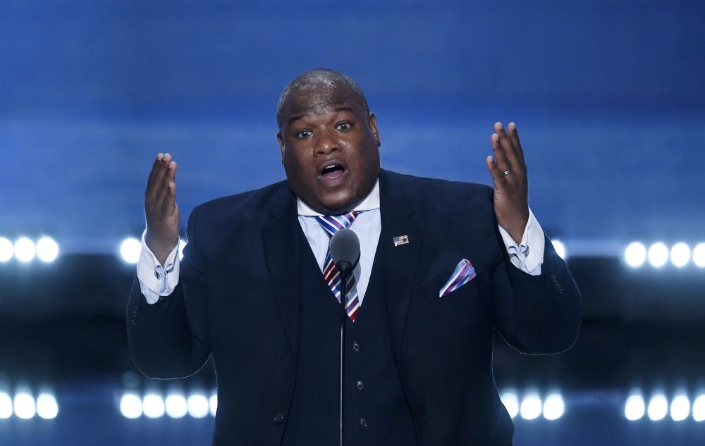 Pastor Mark Burns speaks on the last day of the Republican National Convention on Thursday, July 21, 2016, at Quicken Loans Arena in Cleveland. (Olivier Douliery/Abaca Press/TNS)