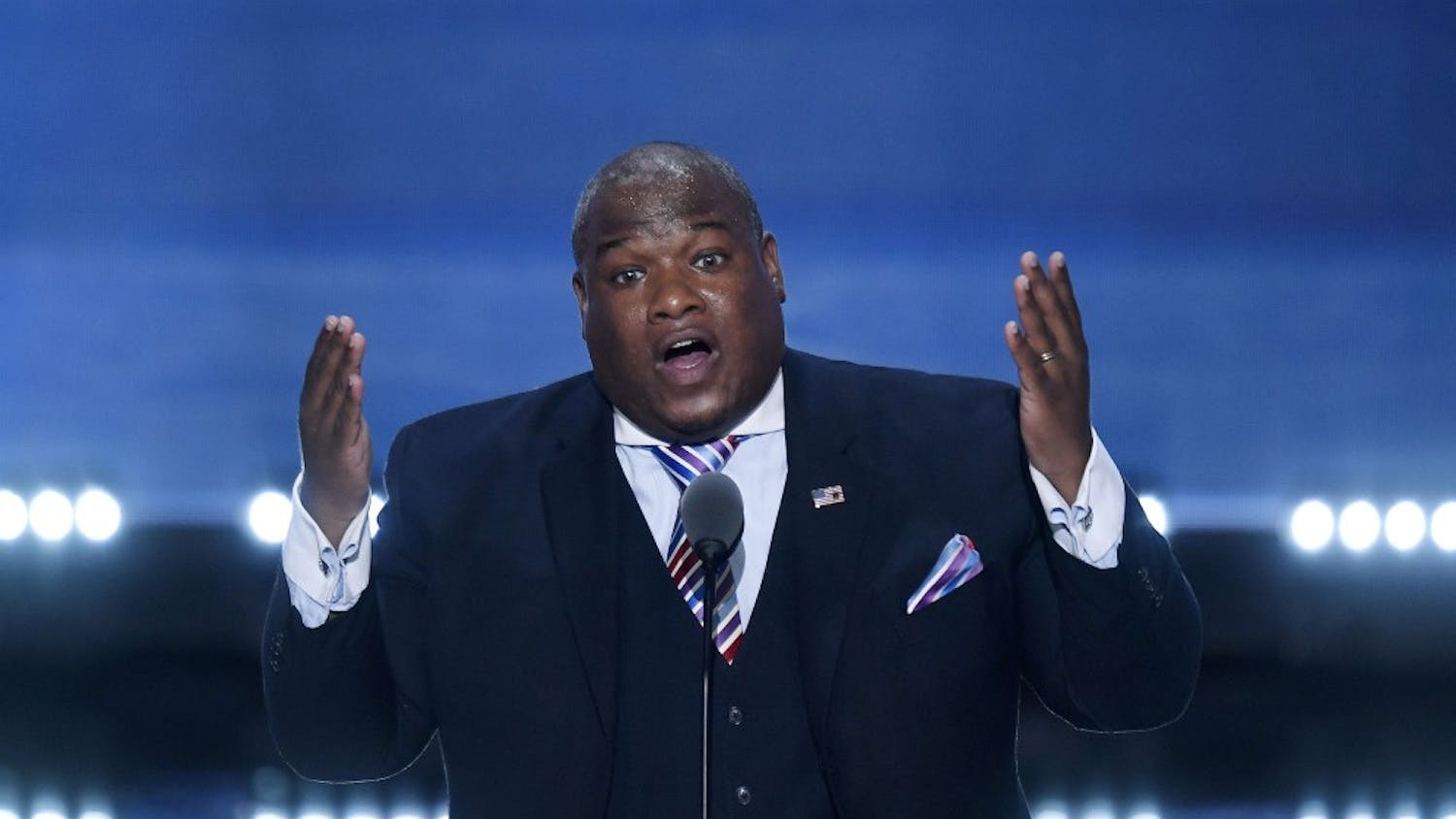 Pastor Mark Burns speaks on the last day of the Republican National Convention on Thursday, July 21, 2016, at Quicken Loans Arena in Cleveland. (Olivier Douliery/Abaca Press/TNS)