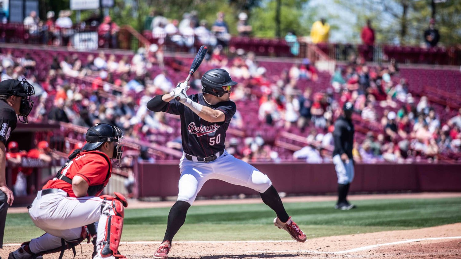 Senior infielder Kevin Madden gets ready to bat during a game against Georgia on Sunday, April 10, 2022 in Columbia, SC. The Gamecocks lost the series to Georgia 1-2. 