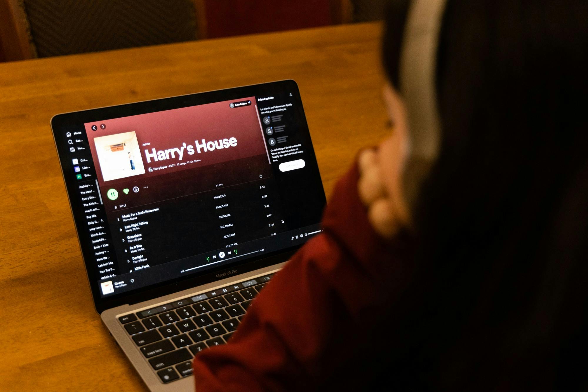 A student listens to Harry Styles' new album, "Harry's House." The album was released on May 20, 2022.&nbsp;