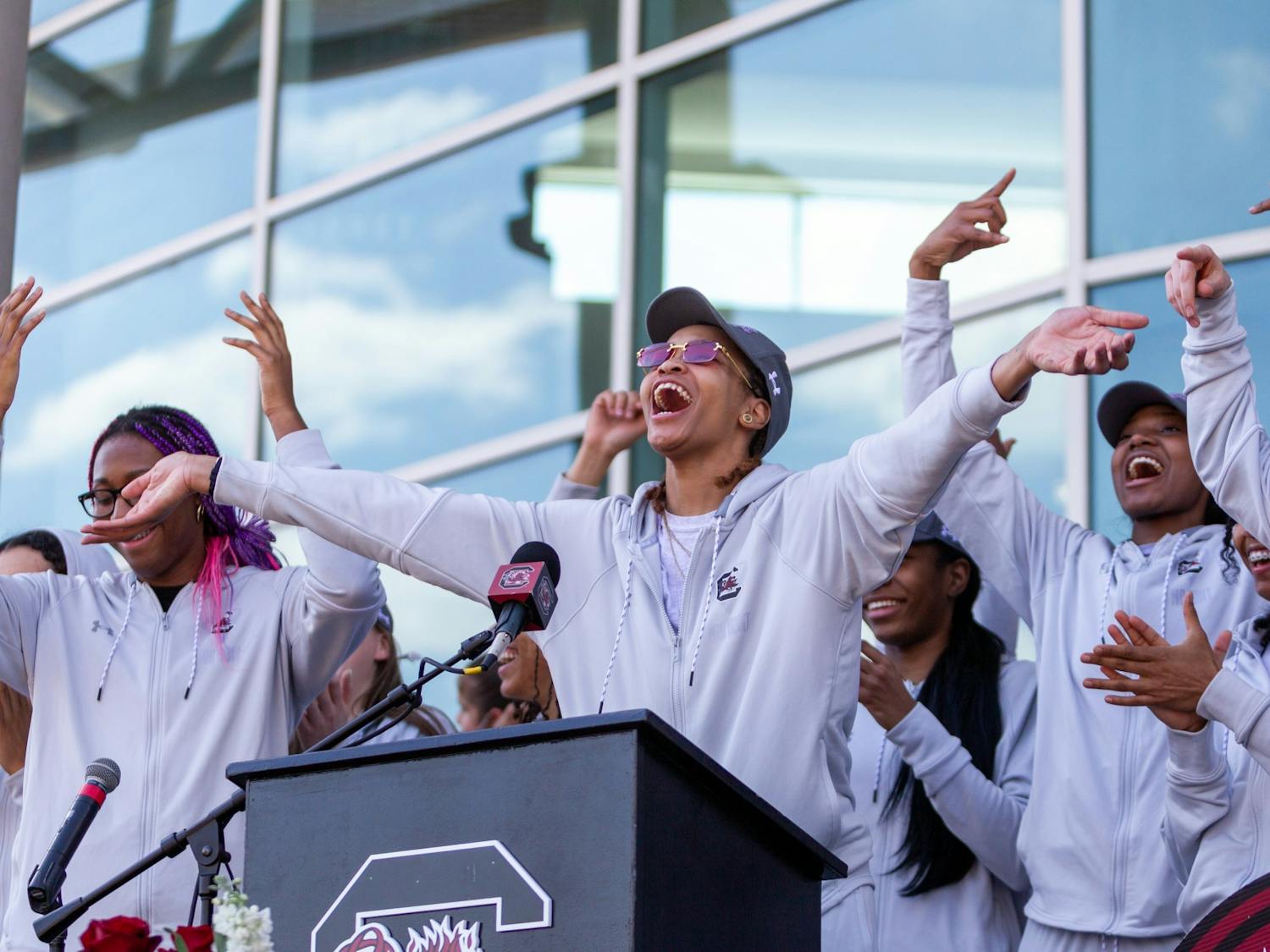 The South Carolina women's basketball team returns to Columbia, SC after a victory over University of Connecticut in Minneapolis, MN to claim their second national title. Fans waited for the team and cheered them on outside of Colonial Life Arena.