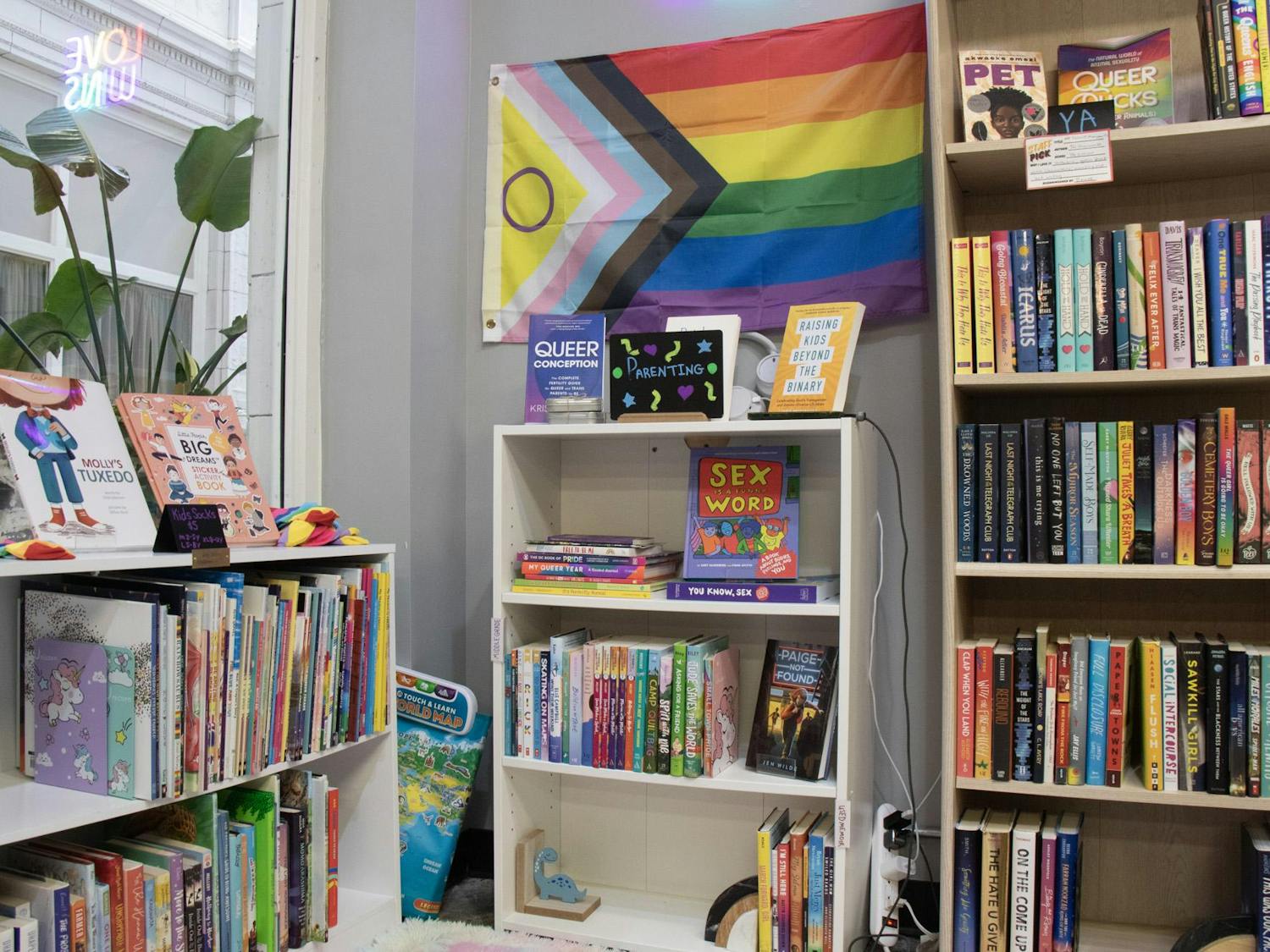 Shelves of LGBTQIA+ literature inside Queer Haven Books in Columbia, South Carolina, on Sept. 28, 2024. The store offers a selection of reading material to support and represent the LGBTQIA+ community.