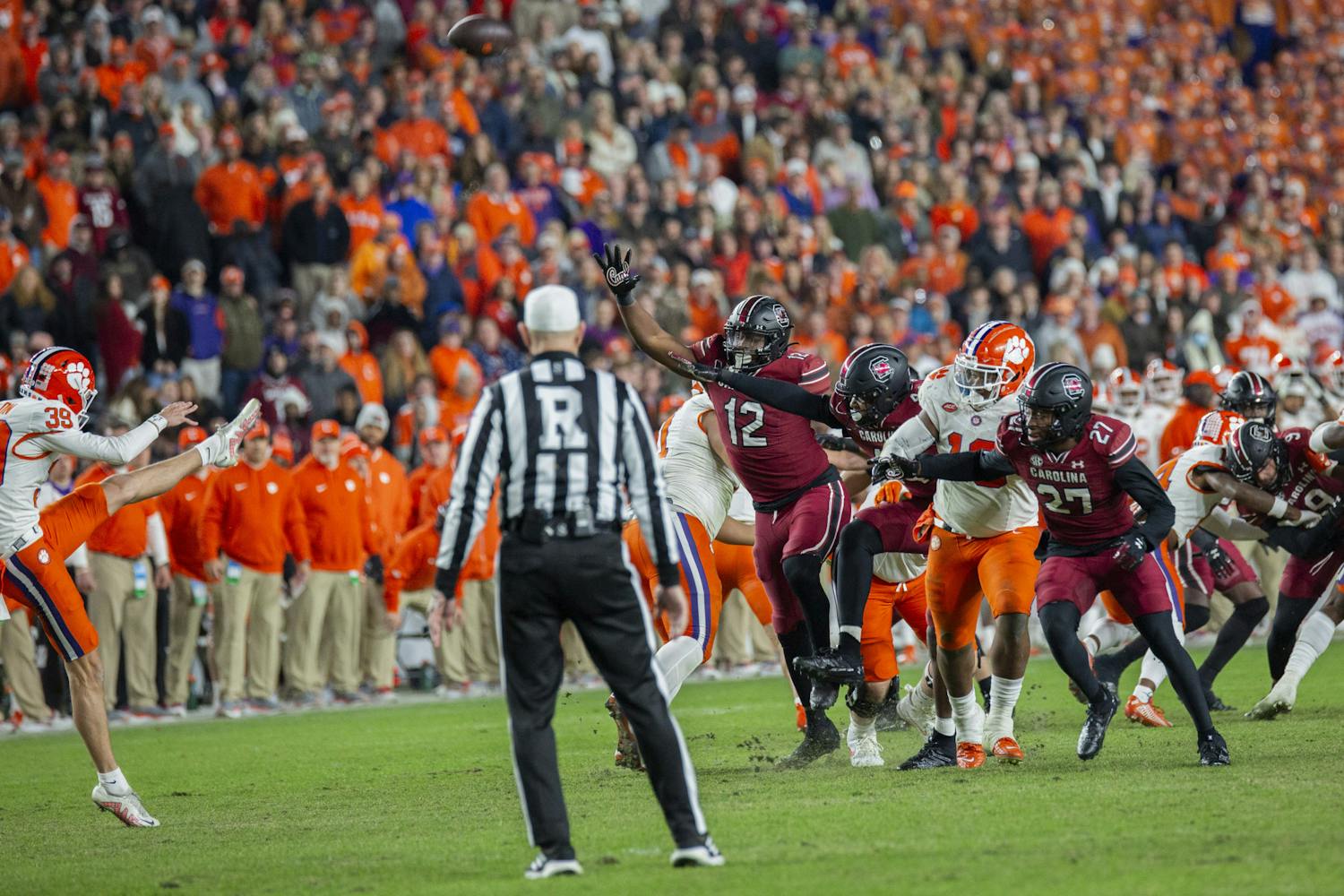 The University of South Carolina matches up against Clemson University for the 120th annual Palmetto Bowl on Nov. 25, 2023, at Williams-Brice Stadium. The Tigers took the lead and never looked back, defeating the Gamecocks 16-7.&nbsp;