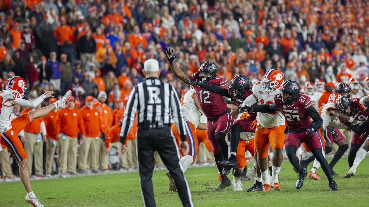 The University of South Carolina matches up against Clemson University for the 120th annual Palmetto Bowl on Nov. 25, 2023, at Williams-Brice Stadium. The Tigers took the lead and never looked back, defeating the Gamecocks 16-7. 