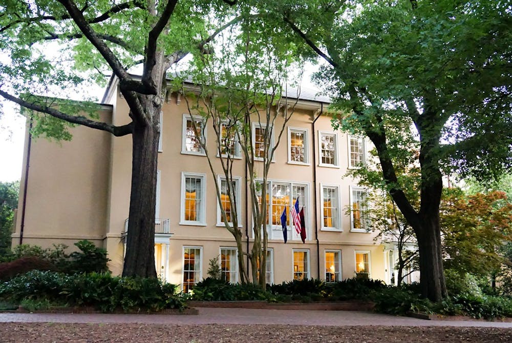 <p>The President's House on the Horseshoe. The house has also served as a home to artifacts, relics and unconventional pets, and it has been the site of protests and activity throughout its 167-year history in the heart of campus.</p>
