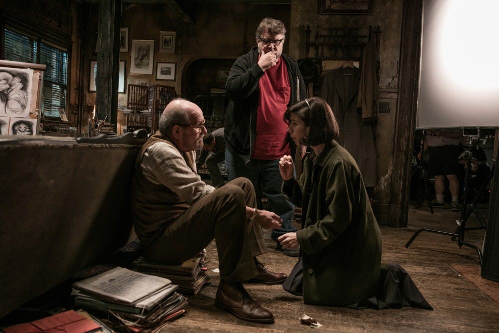 Richard Jenkins, director Guillermo del Toro and Sally Hawkins on the set of "The Shape of Water." (Kerry Hayes/Twentieth Century Fox)