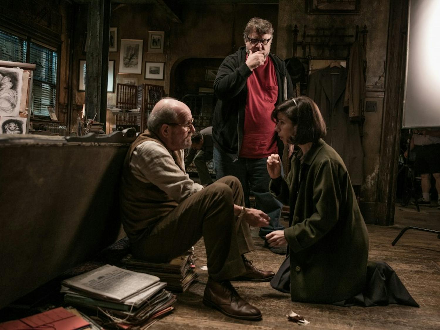 Richard Jenkins, director Guillermo del Toro and Sally Hawkins on the set of "The Shape of Water." (Kerry Hayes/Twentieth Century Fox)