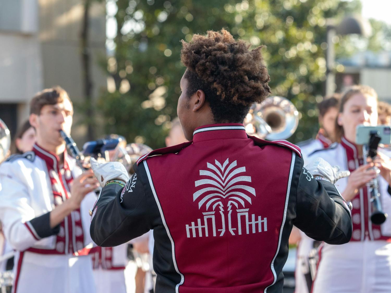 The Carolina Band performs during the Campus Village ribbon-cutting ceremony on Aug. 18, 2023. The ribbon-cutting celebrated the opening of USC's newest dorms with administrators, faculty and staff in attendance.