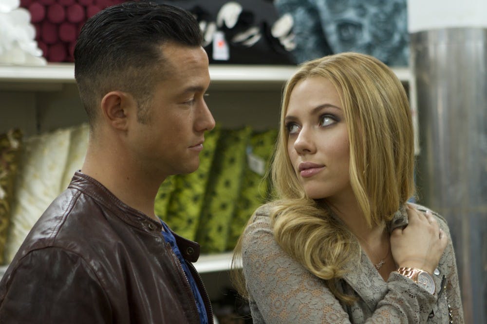 Writer/Director Joseph Gordon-Levitt  and Scarlett Johansson perform a scene in Relativity Media's "Don Jon". (Daniel McFadden/MCT)