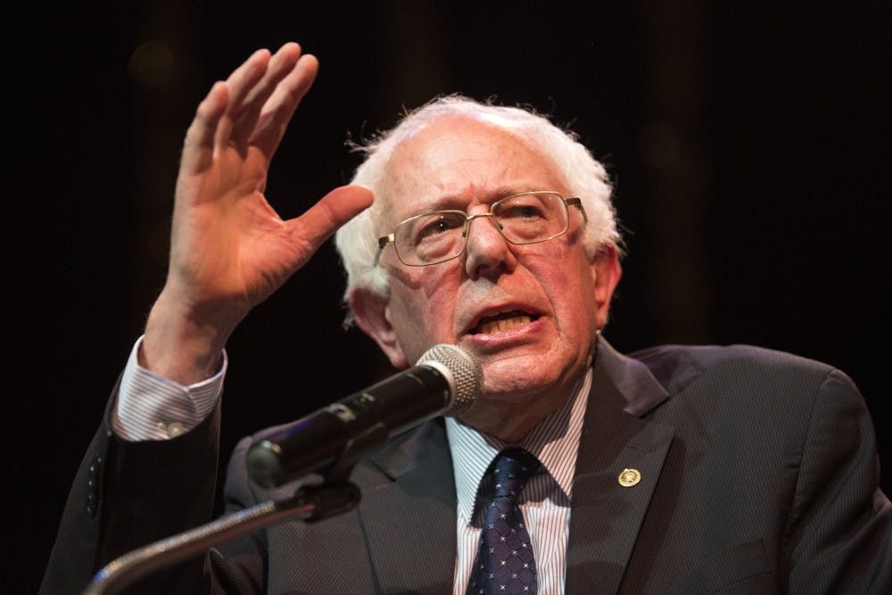Vermont Sen. and Democratic presidential candidate Bernie Sanders speaks to a crowd at the Village Leadership Academy during a campaign stop in Chicago on Wednesday, Dec. 23, 2015. (Erin Hooley/Chicago Tribune/TNS)
