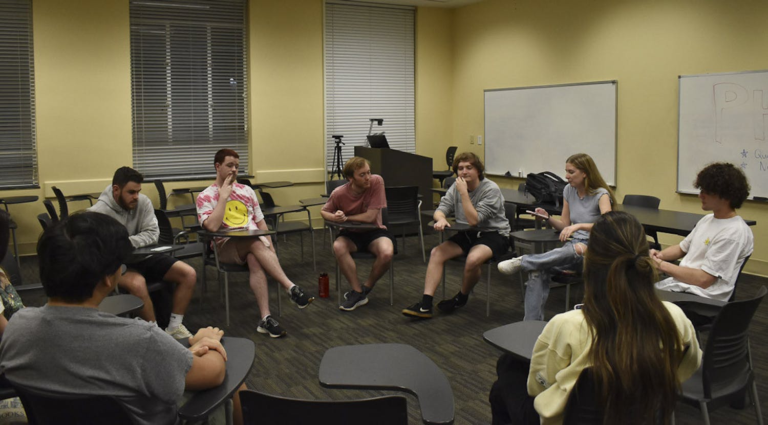 The Carolina Philosophy Club engages in a discussion about social norms on Feb. 21, 2023. The club is open to all ɫɫƵ ɫɫƵs and meets on Tuesdays at 7 p.m. in Petigru 213.