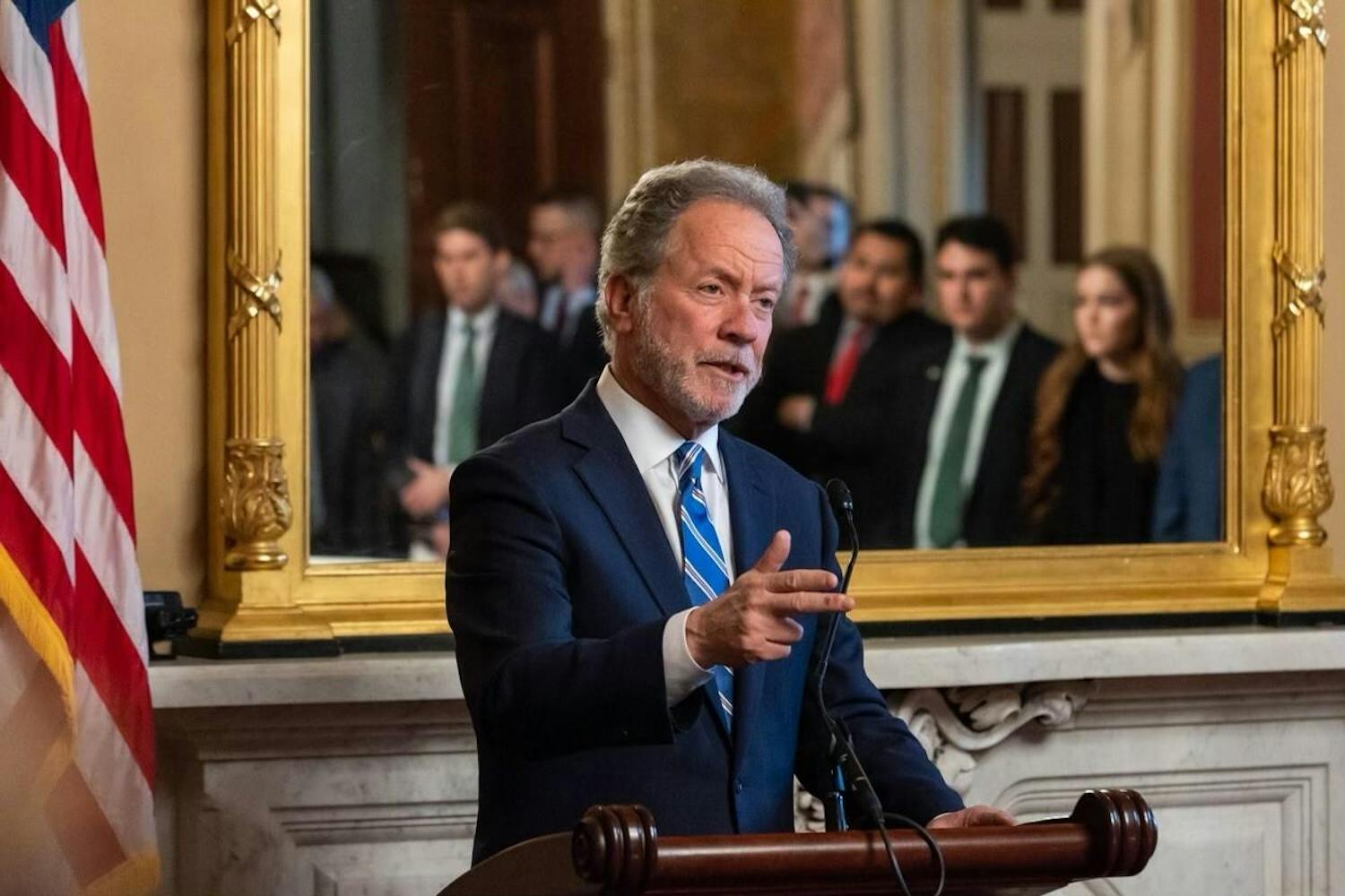 Former South Carolina Gov. David Beasley at the South Carolina Statehouse in Columbia, South Carolina. Beasley joined the 鶹С򽴫ý Joseph F. Rice School of Law on March 1 as a faculty professor in the Department of Legal Studies.