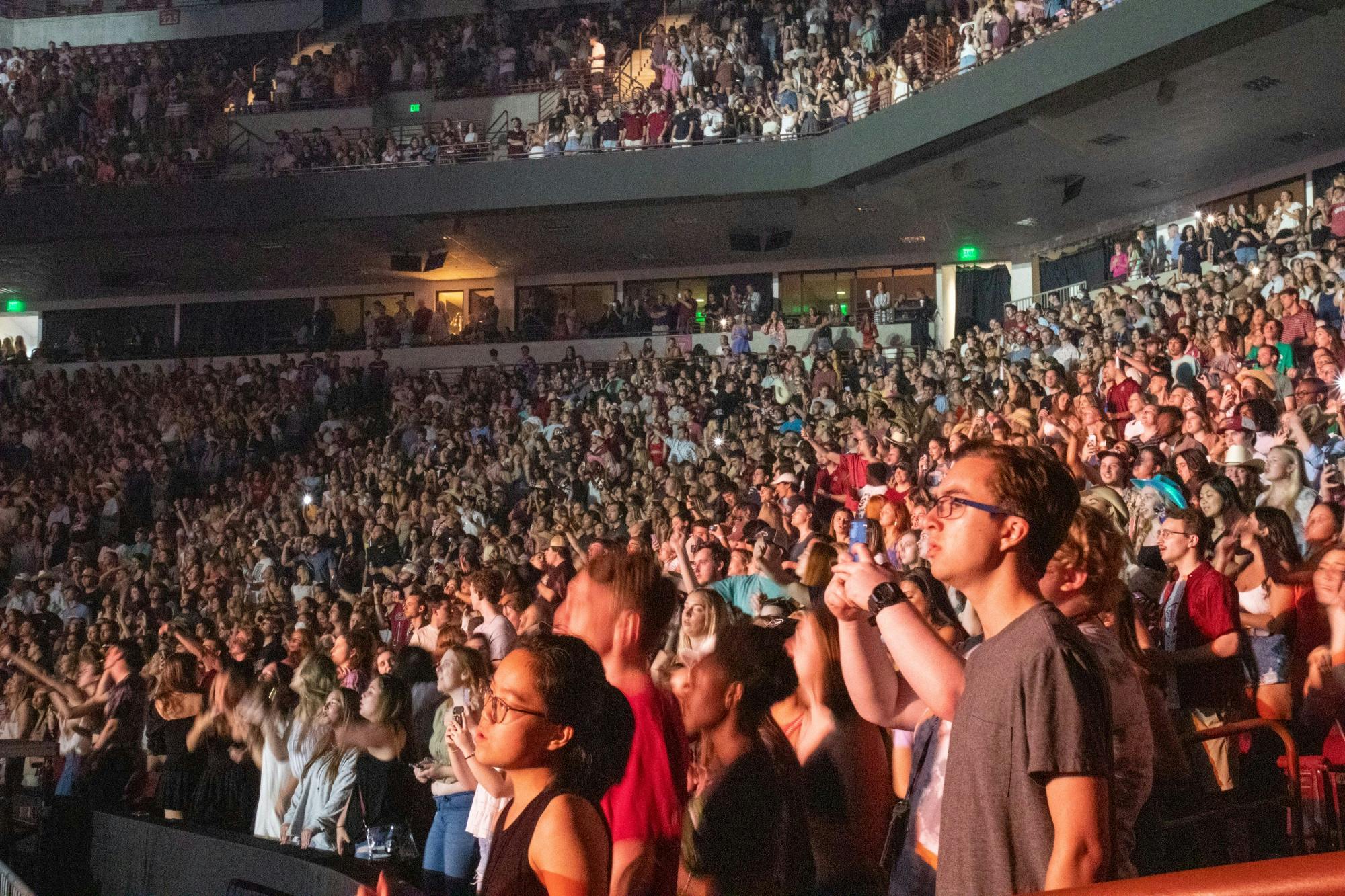The seats of Colonial Life Arena packed with students from the University of South Carolina during the Darius Rucker Concert on April 24, 2022. The concert was held as a celebration for the women's basketball team.