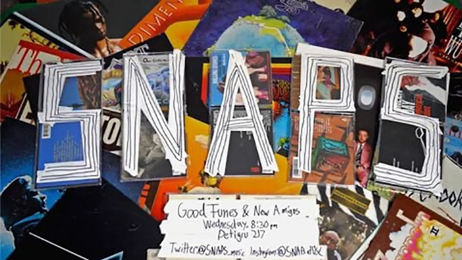 A flyer for SNAPS advertises details for the groups' meetings in Petigru college every Wednesday. Members of SNAPS hang out and share a love for music.
