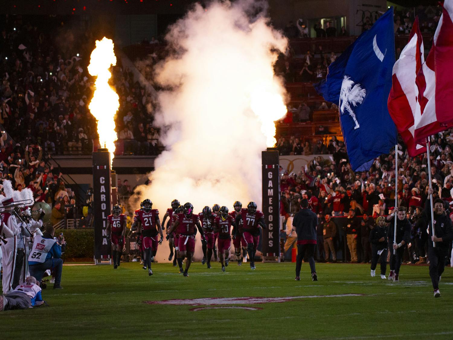The University of South Carolina's football team makes a grand entrance at Williams-Brice Stadium on Nov. 25, 2023, to kick off the 120th Palmetto Bowl. The yearly matchup against Clemson University ended in a 16-7 defeat.