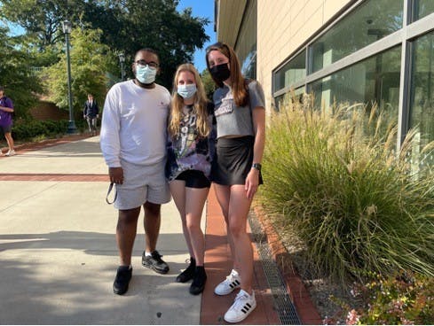 Co-hosts Timothy (left) and Bridget (middle) with guest Kaitlin Agrons (right).