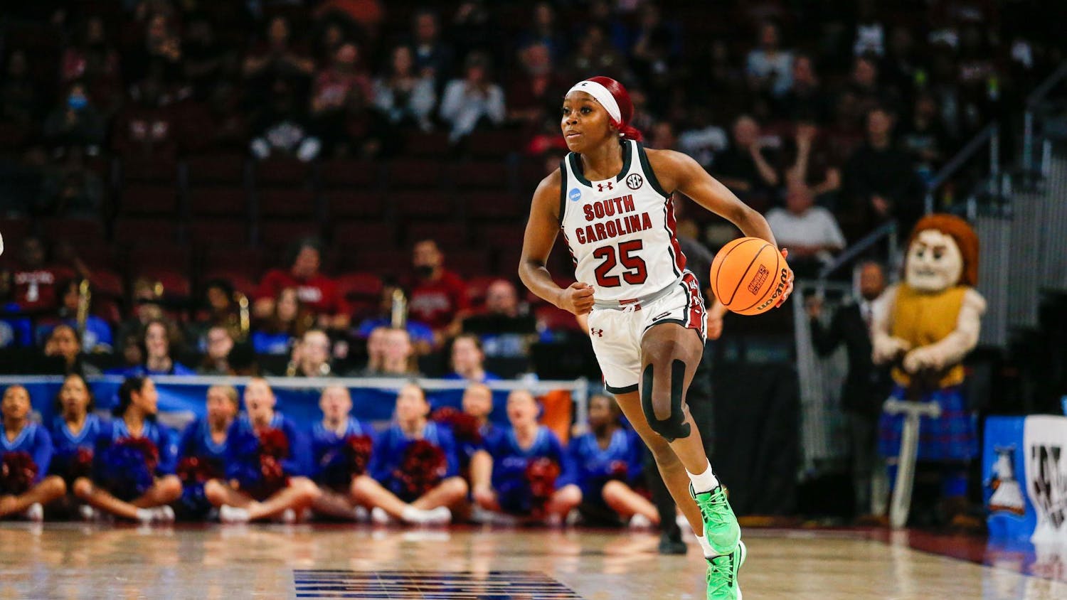 FILE – Then sophomore guard Raven Johnson advances the ball up the court during South Carolina’s game against Presbyterian College in round one of the 2024 NCAA Women’s Tournament on March 22, 2024 at Colonial Life Arena. The Gamecocks are expected to return to the NCAA Women's Tournament at the end of 2024-25 season.