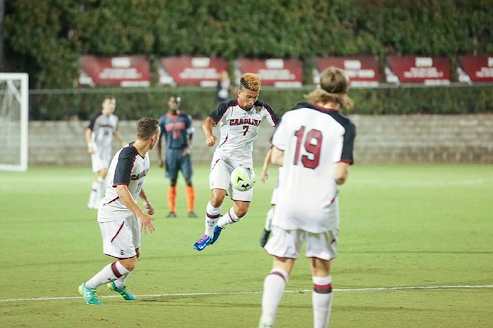 <p>Redshirt senior Asa Kryst started the scoring for the Gamecocks in the 89th second for one of the three goals in the win against Old Dominion.</p>
