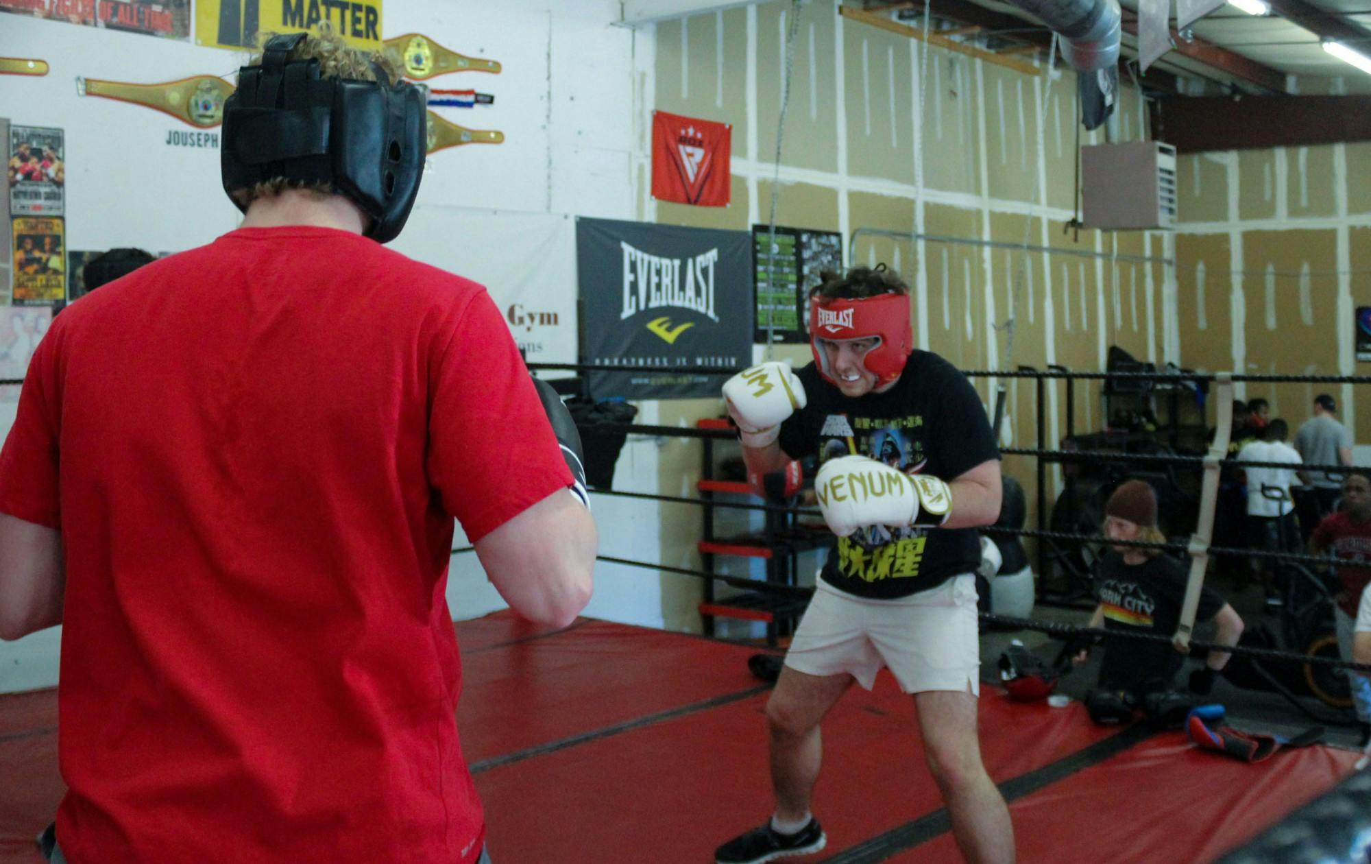 Members of the Carolina Boxing Club engage in a live sparring session on Feb. 18, 2022.&nbsp;